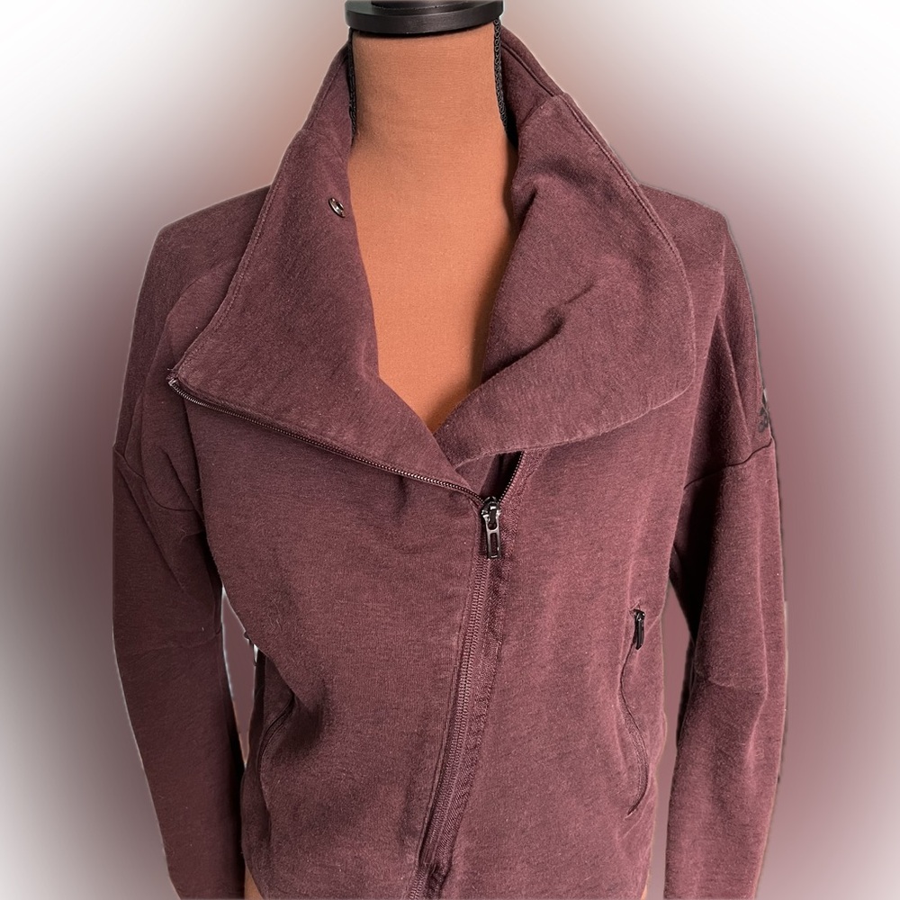 Adidas Stella McCartney Heart racer Asymmetrical Zip Burgundy Plum Jacket